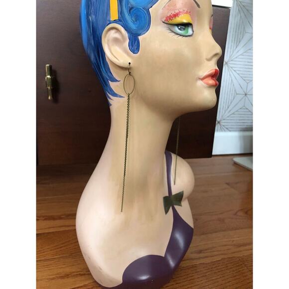 Artisan Handmade Antique Brass extra long shoulder duster earrings - Picture 6 of 10